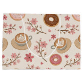 Kirschblüten-Kaffeekissen-Muster (3) Große Geschenktüte (Rückseite)