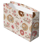 Kirschblüten-Kaffeekissen-Muster (3) Große Geschenktüte (Rückseite Schrägansicht)