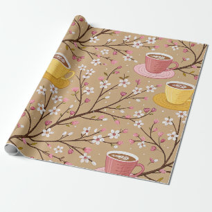 Kirschblüten-Kaffeekissen-Muster (4) Geschenkpapier
