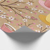 Kirschblüten-Kaffeekissen-Muster (4) Geschenkpapier (Ecke)