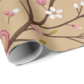 Kirschblüten-Kaffeekissen-Muster (4) Geschenkpapier (Rolleneckpunkt)