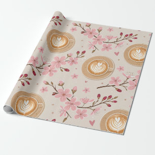 Kirschblüten-Kaffeekissen-Muster (7) Geschenkpapier