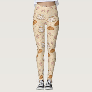 Kirschblüten-Kaffeekozy-Muster (2) Leggings