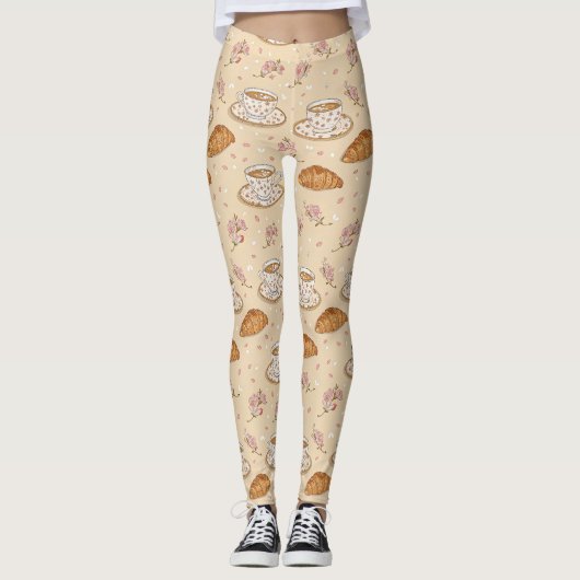 Kirschblüten-Kaffeekozy-Muster (2) Leggings (Vorderseite)