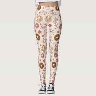 Kirschblüten-Kaffeekozy-Muster (3) Leggings