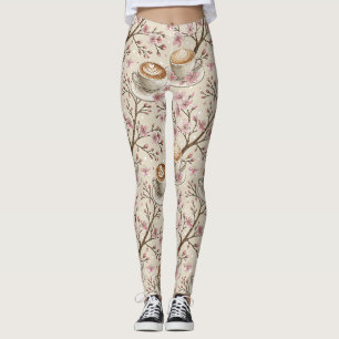 Kirschblüten-Kaffeekozy-Muster (6) Leggings