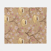 Kirschblüten-Kaffeewärmer-Pattern (1) Fleecedecke (Vorderseite (Horizontal))