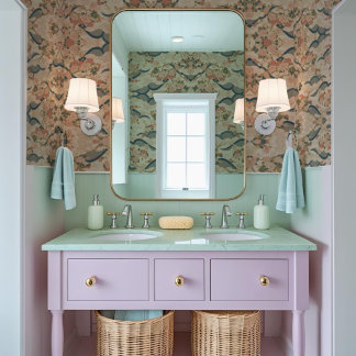 Kirschblüten, Kanji in Rosa, Blau und Golden Tapete