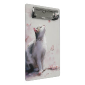 Kirschblüten-Katze und Schmetterlinge (13) Mini Klemmbrett (Schrägansicht)