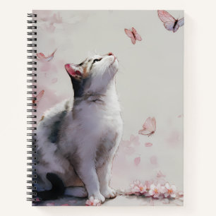 Kirschblüten-Katze und Schmetterlinge (13) Notizblock