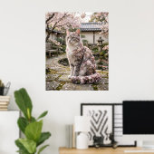 Kirschblüten-Katzen-Serenität Poster (Heimbüro)