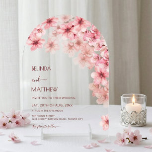 Kirschblüten Klare Casual Hochzeit Acryleinladungen