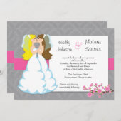 Kirschblüten-lesbische Hochzeits-Einladung Einladung (Vorne/Hinten)