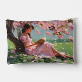 Kirschblüten-Lesemädchen-Tasche Zubehörtasche (Rückseite)