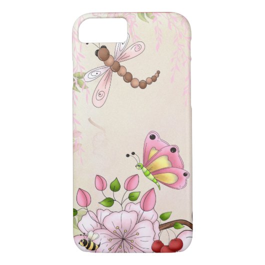 Kirschblüten-Libellen-Rosa-Blumen-Frühling Case-Mate iPhone Hülle (Rückseite)