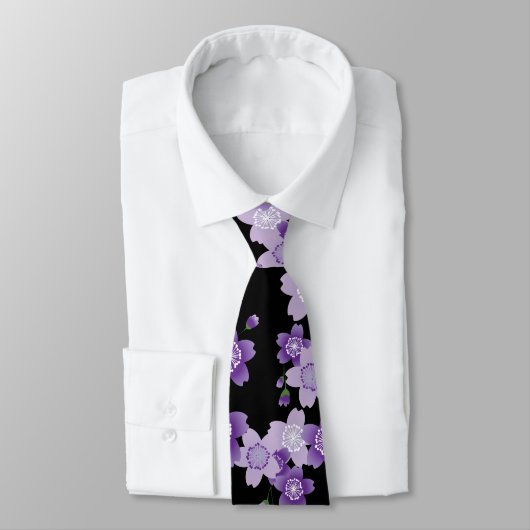Kirschblüten Lila Sakura Krawatte (Gebunden)