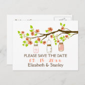 Kirschblüten, Maurergläser Hochzeit Sichern das Da Ankündigungspostkarte (Vorne/Hinten)