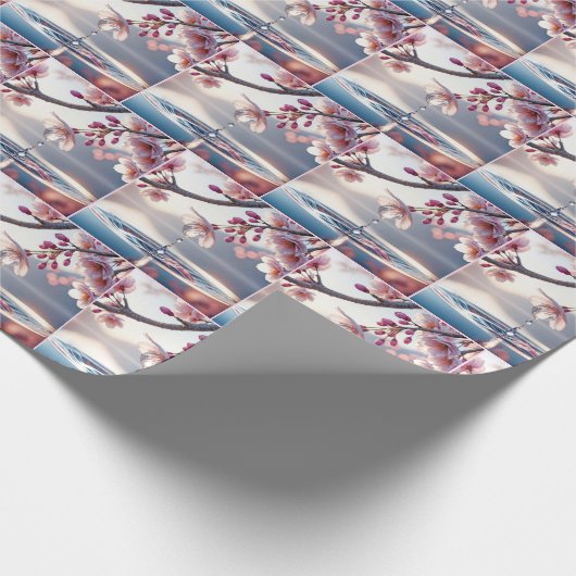 Kirschblüten mit Dewdrop Geschenkpapier (Ecke)