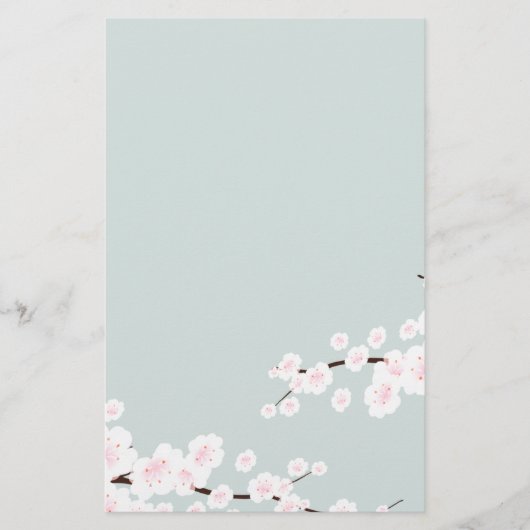 Kirschblüten mit Minzgrün Briefpapier (Vorderseite)