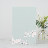 Kirschblüten mit Minzgrün Briefpapier (Stehend Vorderseite)