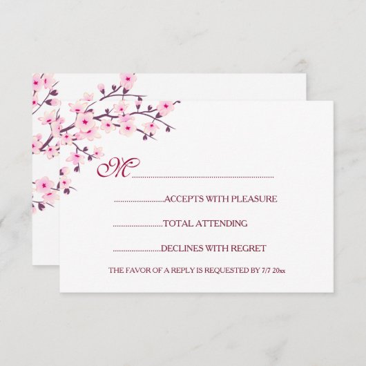 Kirschblüten mit rosa weißem UAWG Einladung (Vorne/Hinten)