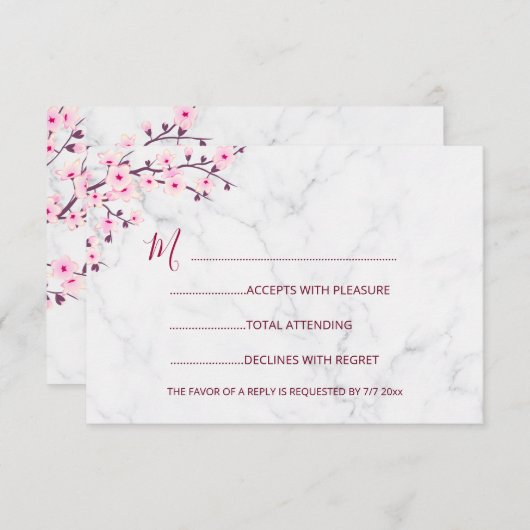 Kirschblüten mit rosa weißem UAWG Einladung (Vorne/Hinten)