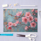 Kirschblüten mit rustikalem Hintergrund Seidenpapier (Handwerk)