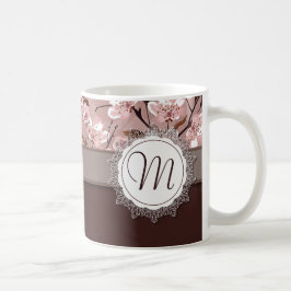 Kirschblüten mit Spitze-Monogramm Kaffeetasse