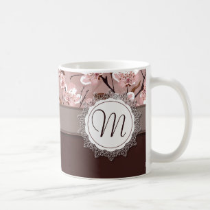 Kirschblüten mit Spitze-Monogramm Kaffeetasse