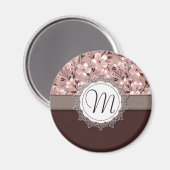 Kirschblüten mit Spitze-Monogramm Magnet (Vorderseite/Rückseite)