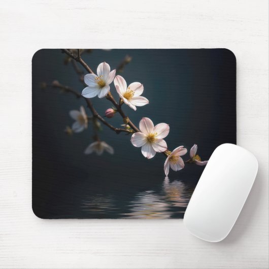 Kirschblüten mit Wasserreflektion Mousepad (Mit Mouse)