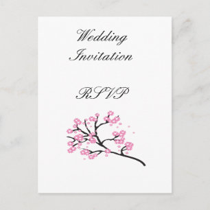 Kirschblüten Moderne Einfache Elegante Hochzeitsid Einladungspostkarte