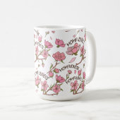 Kirschblüten-Momfulness Rosa Blumenmuster Kaffeetasse (VorderseiteRechts)