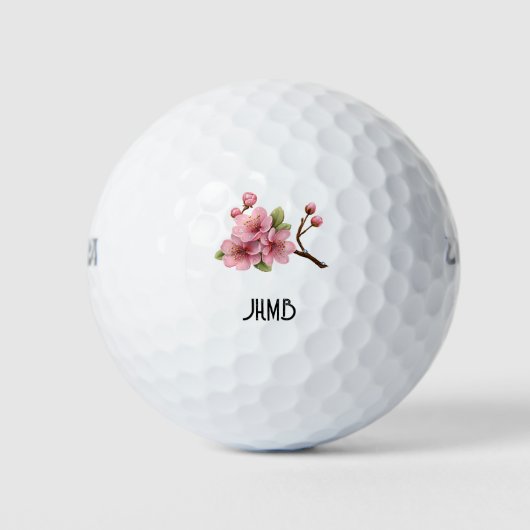 Kirschblüten-Monogramm-Kunst Golfball (Vorderseite)