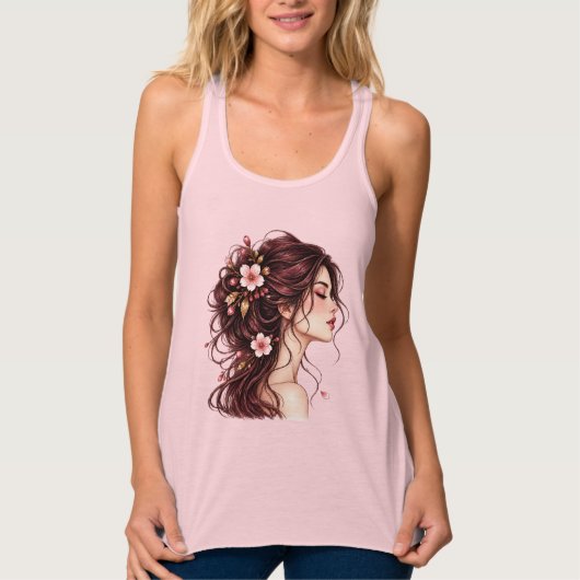 Kirschblüten-Muse-T-Shirt Tank Top (Vorderseite)