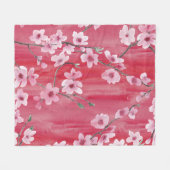 Kirschblüten, nahtlos, Aquarellmuster. Fleecedecke (Vorderseite (Horizontal))