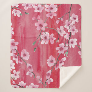 Kirschblüten, nahtlos, Aquarellmuster. Sherpadecke