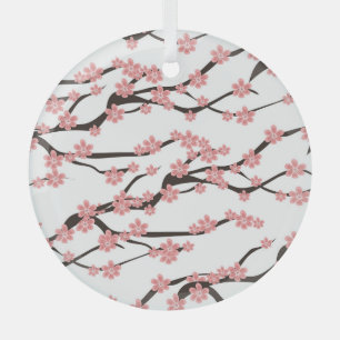 Kirschblüten: Nahtloses Vintage-Weiß. Ornament Aus Glas