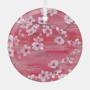 Kirschblüten, nahtloses Wasserfarbmuster. Ornament Aus Glas