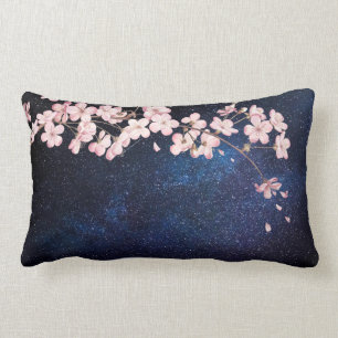 Kirschblüten Navy Blau Milchstraße Nachthimmel Gal Lendenkissen