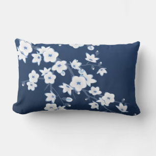 Kirschblüten Navy Blau Weiße Blüten Kissen Für Draußen