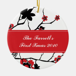 Kirschblüten-Paar-1. Weihnachten Keramikornament