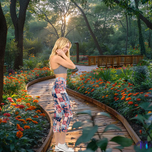 Kirschblüten-Patchwork: Florales geometrisches Mus Capri Leggings