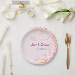 Kirschblüten-Pink personalisiert elegant Pappteller