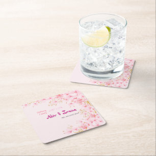 Kirschblüten-Pink personalisiert elegant  Rechteckiger Pappuntersetzer