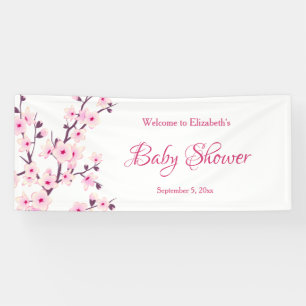 Kirschblüten Pink White Custom Baby Dusche Banner