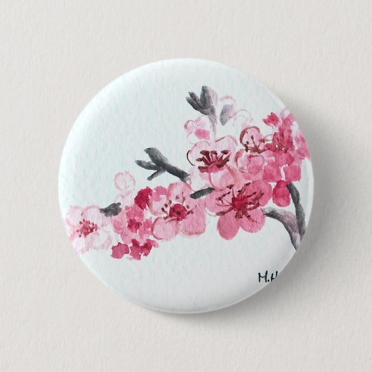 Kirschblüten rosa Blume Button (Vorderseite)