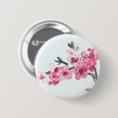 Kirschblüten rosa Blume Button (Vorne & Hinten)