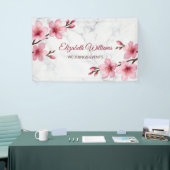 Kirschblüten Rosa Grauer Marmor Banner (Messeveranstaltung)