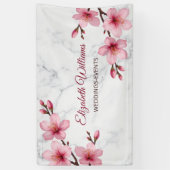 Kirschblüten Rosa Grauer Marmor Banner (Vertikal)